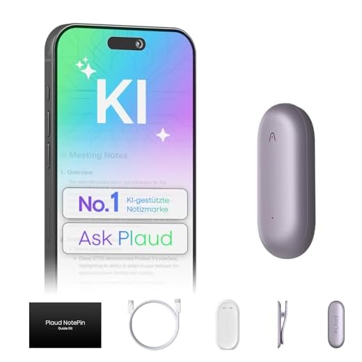 KI-Sprachrekorder, Plaud NotePin Sprachrekorder, App-Steuerung, KI-Notizgerät, KI-Transkription & Zusammenfassung, 112 Sprachen, 64GB, Audiorekorder für Vorlesungen, Meetings, Sonnenuntergangs-Violett
