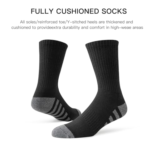 JOYNÉE 8 Pairs Mens Crew Work Cushion Socks Long Athletic Running Socks Workout Breathable Socks4