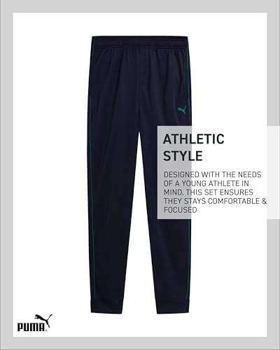 Image of PUMA Boys 3 Piece Active Tricot Jogset with T-Shirt (Sizes 8-16)