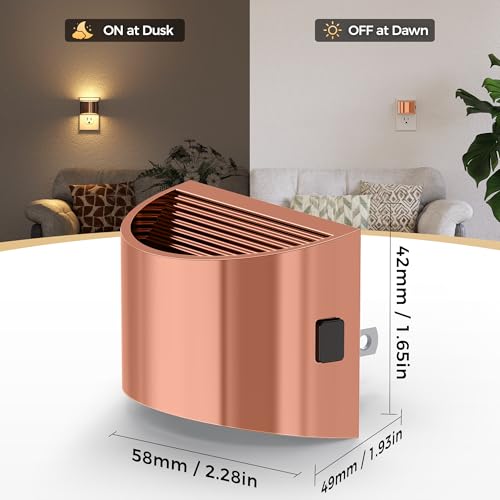 Image of DORESshop LED Night Light[2 Pack], Night Lights Plug into Wall, 3 Level Brightness Adjustable Plug in Night Light, Dusk to Dawn Sensor Nightlights for Adults,Bedroom,Bathroom,Hallway,3000K Rose Gold