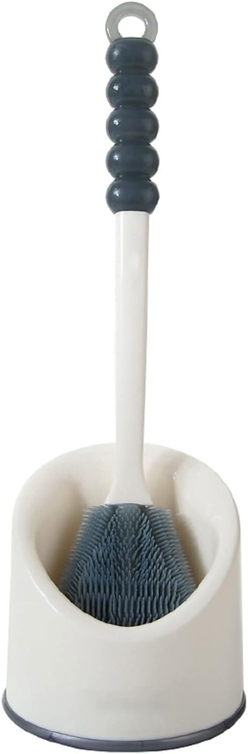 toilet brush, Holder Soft Bristles Toilet Bowl Cleaner Brush Deep Cleaning with Non-Slip Long Handle Floor Standing Quick Drying White