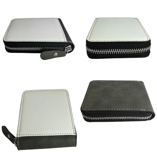 Sublimation Wallet Blank Leather Men's Women's Zipper Card Holder Organizer Bag Coin Purse DIY Crafts (Gray)3