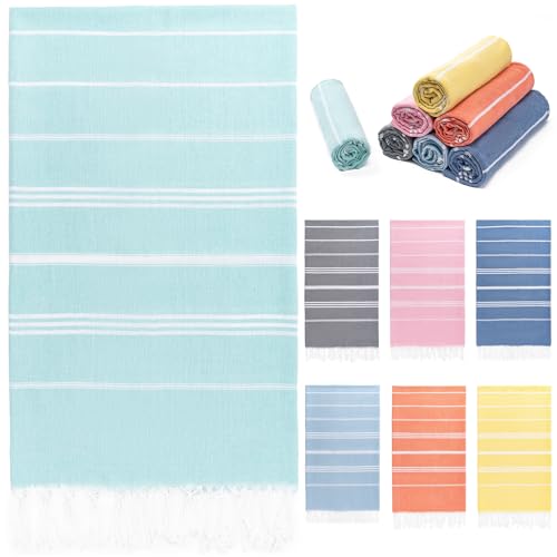 Aegero Turkish Beach Towel 36x71 Quick Dry Sand Free Oversized Bath Pool Swim Towel Lightweight Travel Turkish Towels Vacation Essentials Aqua