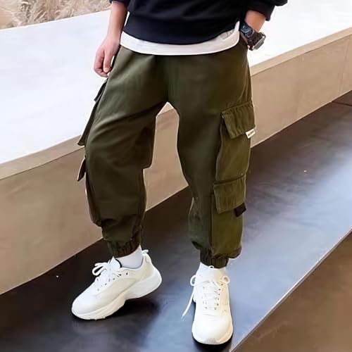 Boys Cargo Pants Casual Baggy Pants Elastic Waist Trousers Cinch Bottom Hiking Pant School Joggers Pant with Pockets4