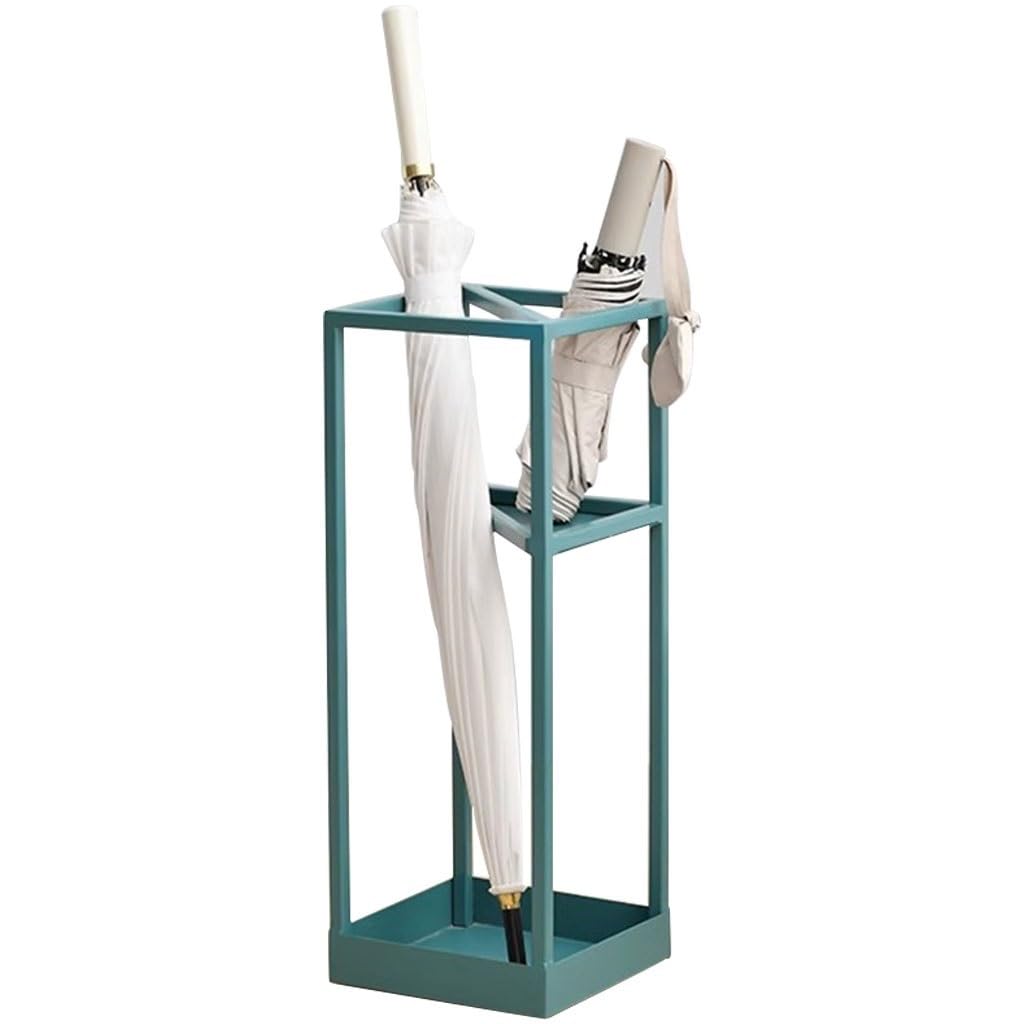 SBJKLYRN umbrella stand, Bin Compact Household, Simple Square Umbrella Bucket, Wrought Iron Durable Umbrella Organizer, for Entryway(Blue)