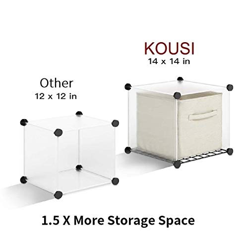 KOUSI Portable Storage Cubes-14 x14 Cube (20 Cubes)-More Stable (add Metal Panel) Cube Shelves with Doors, Modular Bookshelf Units，Clothes Storage Shelves，Room Organizer for Cubby Cube - Thumbnail 2