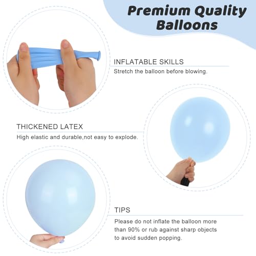 Image of RUBFAC 135pcs Light Baby Blue Balloons Different Sizes 18 12 10 5 Inch for Garland Arch, Latex Pastel Blue Balloon for Baby Shower Gender Reveal Birthday Party Wedding Decorations