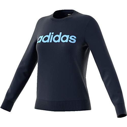 adidas Essentials Linear Sweatshirt for Women, Navy EI0678 Women's Essentials Linear Sweatshirt Crew Neck (Medium)