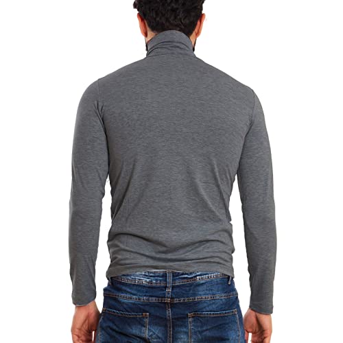 Toocool Jersey Cuello Alto Hombre Manga Larga Cuello Alto Cuello Alto Felpa K107, gris oscuro, XXL