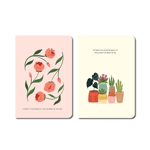Image of FACTOR NOTES A6 Notebook Combo Pack (Still & Bright) | Set of 2 Cute Aesthetic Pocket Notebooks | 160 Pages Each, 90 GSM Thick Paper | Cute Aesthetic Notebooks for Women