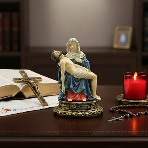 Estatua Pietà Virgen María con Jesús 4.3 pulg Resina miniatura 7
