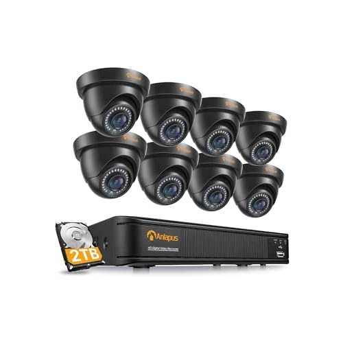 Anlapus 1080P Sistema de Videovigilancia 8CH 2MP HDMI Grabador DVR con 8 CCTV Cámaras de Seguridad Exterior, 2TB Disco Duro, Visión Nocturna, Acceso