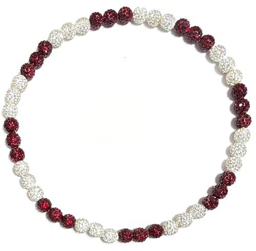 Rhinestone Crystal Pollyanna Bling Disco Ball Beaded Bead Baseball Player Necklace, Alabama Auburn, Burgandy Maroon White, 16" 18" 20" 22" 24"3