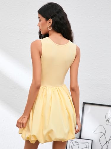 Image of SOLY HUX Women's Bubble Dress Scoop Neck Sleeveless A Line Summer Short Dresses