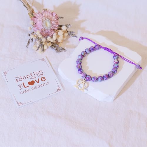 Image of LZ EMOTION Natural Stone Adoption Bracelet Adoption Jewelry with Adoption Symbol Adoption Day Gifts for Adoptive Parents Gotcha Day Gift, Thank You Gifts