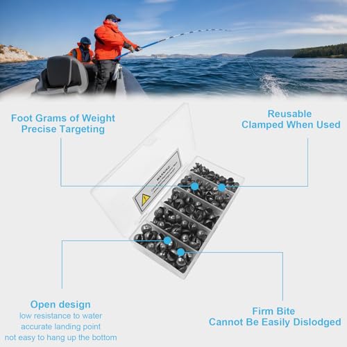 Hfuiqau 100PCS/150PCS Fishing Weights Sinkers - Premium Split ShotFishing Weights Sinkers - Round Removable Fishing Sinkers - 5/6 Sizes (100-Round)