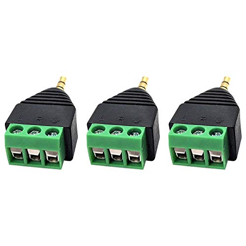 Adaptador jack 3.5mm macho a clema de 3 tornillos Poyiccot para cable de audio estéreo 4