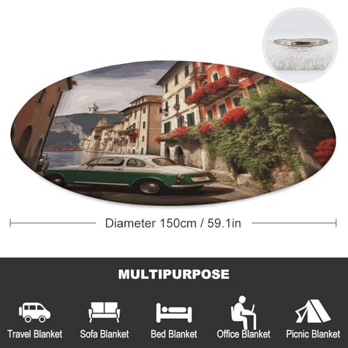 Couverture en flanelle nappe ronde et serviette de plage italienne