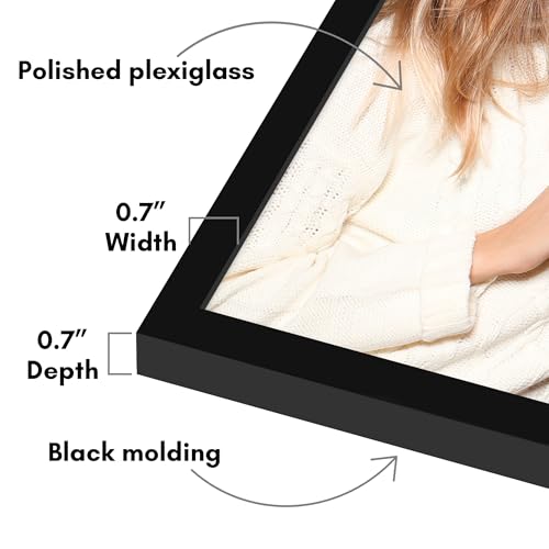 Image of Americanflat 17x21 Picture Frame with Polished Plexiglass - Streamline Collection - Thin Border Picture Frame for Wall Display - Hanging Hardware Included - Black