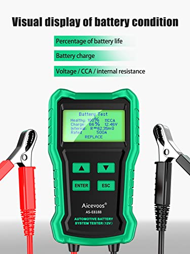 Aicevoos E8188 12V Car Battery Tester, 100-2000 Cca Automotive Alternator Tester Digital Auto Battery Analyzer Charging Cranking System Tester For Car Suv Yacht #TOP5