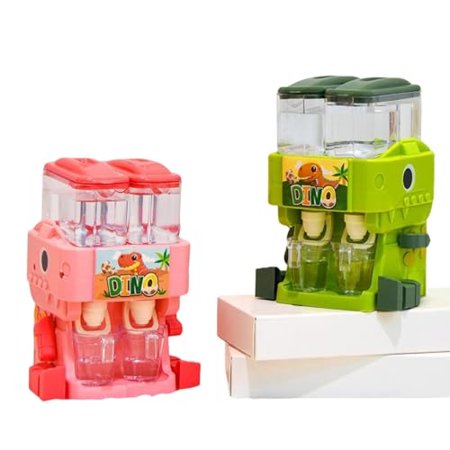 RMISODO Mini Water Dispenser for Kids Adorable Dinosaur Water Machine, Double Water Outlet Drinking Water Fountains Toys for Kids (1Pink1Green)