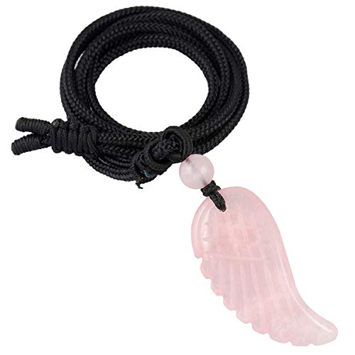 TUMBEELLUWA Carved Stone Dainty Angel Wing Necklace Chakra Quartz Pendant with Cord Amulet Healing Crystal Jewelry for Unisex2