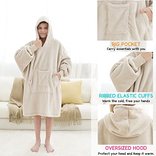 REDESS Blanket Hoodie Sweatshirt, Wearable Blanket Oversized Sherpa with Sleeves and Giant Pocket, Cozy Hoodie Warm for Adult Kids - Image 2
