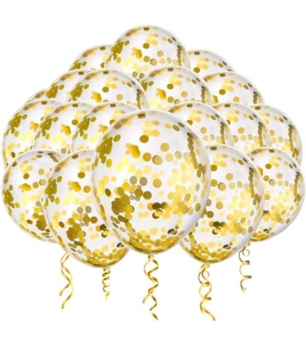 Image of MOOKE Gold Birthday Decoration Set - Happy Birthday Banner, Gold Confetti Balloons With LED Light, Unisex-Adults, Unisex-Kids (19)