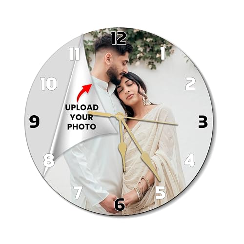 Image of SAVRI Personalized Couple Photo Wall Clock 9x9 Inch - Customized Picture | Romantic Anniversary, Wedding, Engagement & Valentine Gift for Husband, Wife, Boyfriend, Girlfriend | Love Room Decor