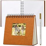 Album fotografico creativo autoadesivo, collezione di foto per bambini, stile vintage, include penna in metallo dorato (marrone)