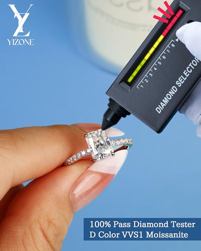Moissanite Rings for Women Radiant Cut Engagement Rings D Color VVS1 18K White Gold Plated Sterling Silver Radiant Cut Wedding Band 1.5 Carat2
