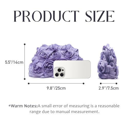 Image of 3D Flower Evening Bag for Women Elegant Floral Bridal Handbags Rose Clutch Purse for Wedding, Prom, Cocktail Party,Date Night