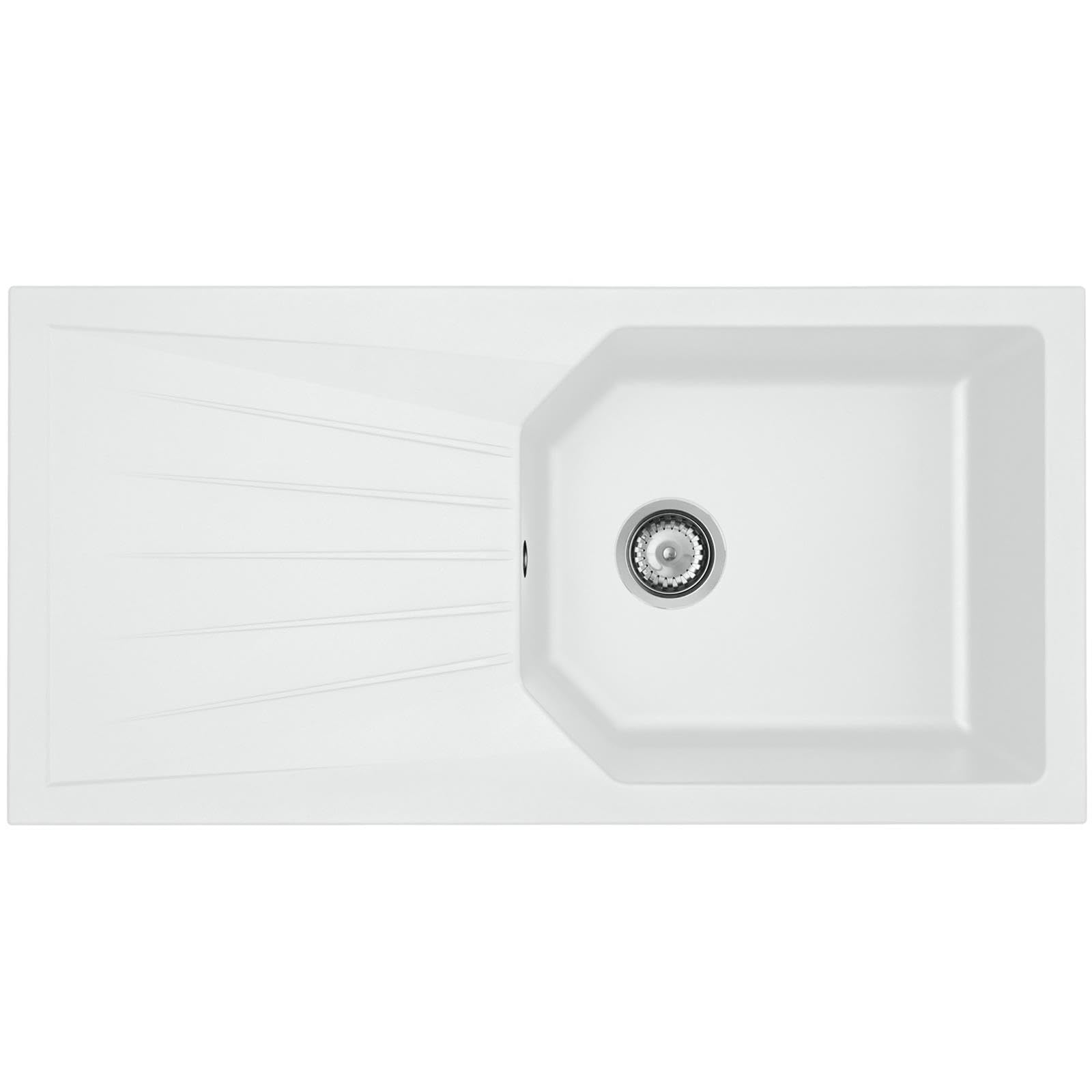 Liquida AGV100WH 1.0 Bowl Composite Reversible White Kitchen Sink, 1000 X 500mm