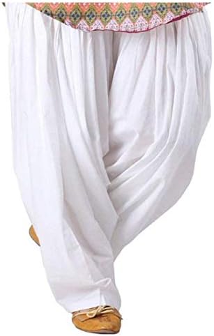 Women's Loose fit Cotton semi Patiyala Salwar White