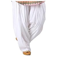 Prabha creations Women's Plus Size Relaxed Patiyala Pants White