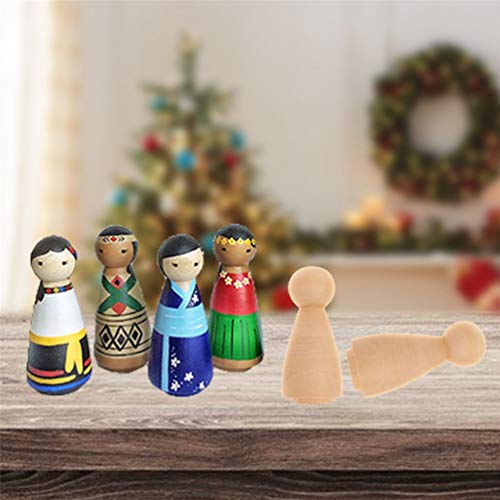 HEALLILY Peg Madeira Inacabada Boneca Anjo Peg Bonecas Em Branco Paintable Madeira Peg Boneca Corpos