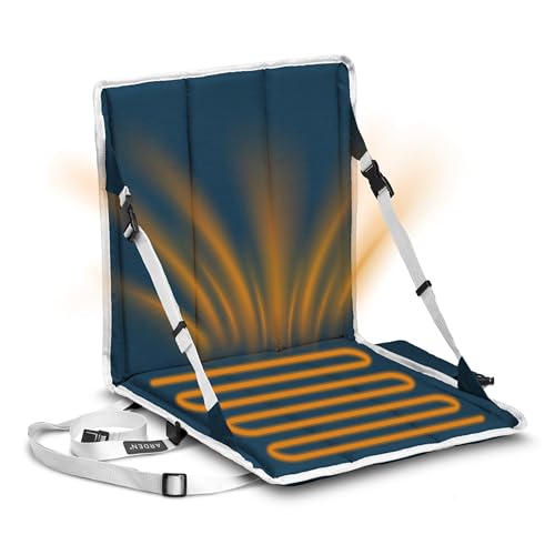 Arden Heated Stadium Seat, Foldable, Lightweight with Carrying Strap, Foam Cushion for Comfort, Adjustable, Back Support, Multi-Functional Use As Stadium Seat or Seat Pad - Navy/White
