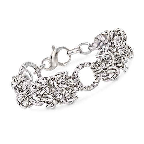 Ross-Simons Italian Sterling Silver Byzantine and Textured Circle Bracelet. 7.5 inches