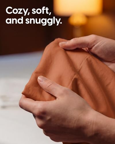 Image of Sleepy Town King Size Bed Sheets - 3 Piece - NO Flat Sheet Included - King Sheet Set - Soft, Comfy & Cooling - Easy Care - Wrinkle & Fade Free - Brushed Microfiber - Deep Pocket Sheets (Terracotta)