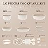 KIKCOIN Nonstick Pots and Pans Set, 20 Pack Ceramic Cookware Set with Detachable Handle, Induction RV Kitchen Cooking Set with Removable Handle, Frying Pans - Dishwasher/Oven Safe, PFOA Free #1