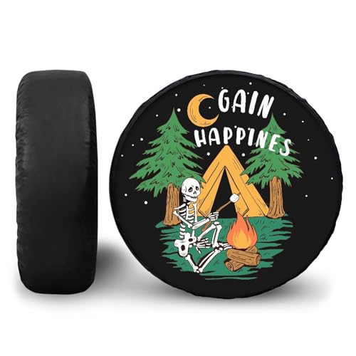 Image of XhuangTech Customized PU Leather Spare Tire Cover, Personalized Wheel Covers, Waterproof, UV-Resistant, Universal Wheel Protectors Fit for Rv SUV Travel Truck Trailer Tires(Skull Pattern, 15 Inch)