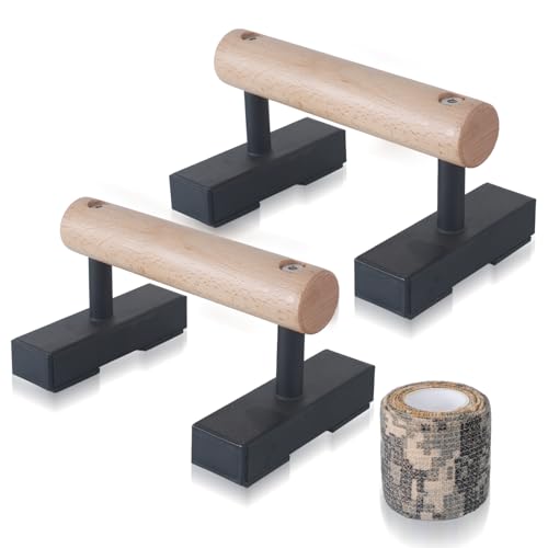 BESTWEI 1 Pair Wood Floor Push Up Bars for Men,