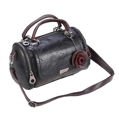 GALPADA Barrel Satchel Shape Handbag for Women Portable Shoulder Bag Polyester Lining Black
