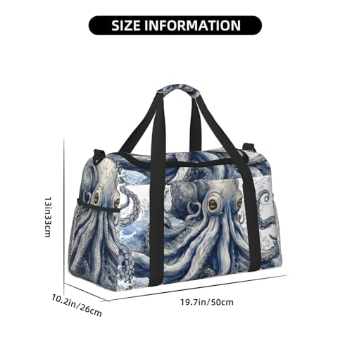 Octopus Art Duffle Bag Foldable Travel Tote Bag Carry On Large Weekender Overnight Bags Waterproof Gym Bag For Women Men4