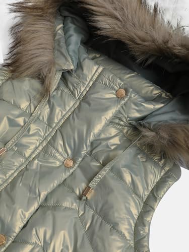 Image of CHKOKKO Girl's Polyester Winter Wear Sleeveless Zipper Hooded Standard Length Puffer Jacket