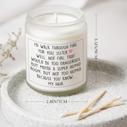 Funny Sister Gifts, Sister Birthday Gifts Ideas- Handmade Lavender Natural Soy Wax Candle- Sisters Gift from Sister Brother for Birthday, Mothers Day, Graduation, Christmas, Sis Candle(7oz)