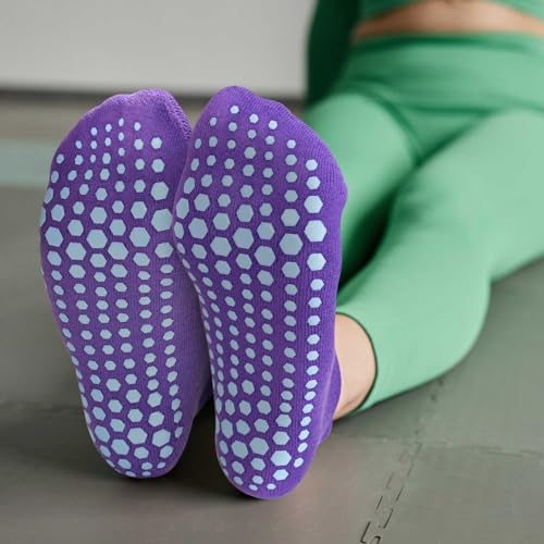 Image of ELUTONG Pilates Non Slip Grip Socks for Women 1-4 Pairs Yoga Barre Ballet Workout Hospital Grippy Sock