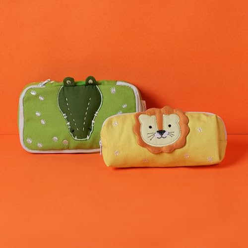 Image of abracadabra Multi-Utility Pouch, Pen & Pencil Case for Girls & Boys, Pencil Case Organizer, School Accessories Pouch, Stationary Storage, Large Stationary Pouch, Pencil Box for Student - Crocodile