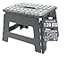 Produktbild ZOLLNER Tritthocker faltbar - Klapphocker für Kinder und Erwachsene bis 120kg - Anti-Rutsch-Beschichtung - mit praktischem Tragegriff - extrem leicht - 22 cm hoch - Kunststoff - anthrazit
