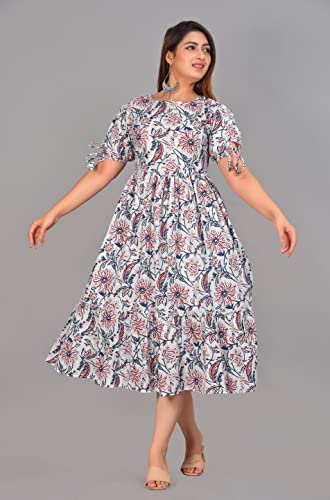 Image of Kuruti B Sheets Women's Cotton Floral Printed Regular Fit Anarkali Kurta for Women